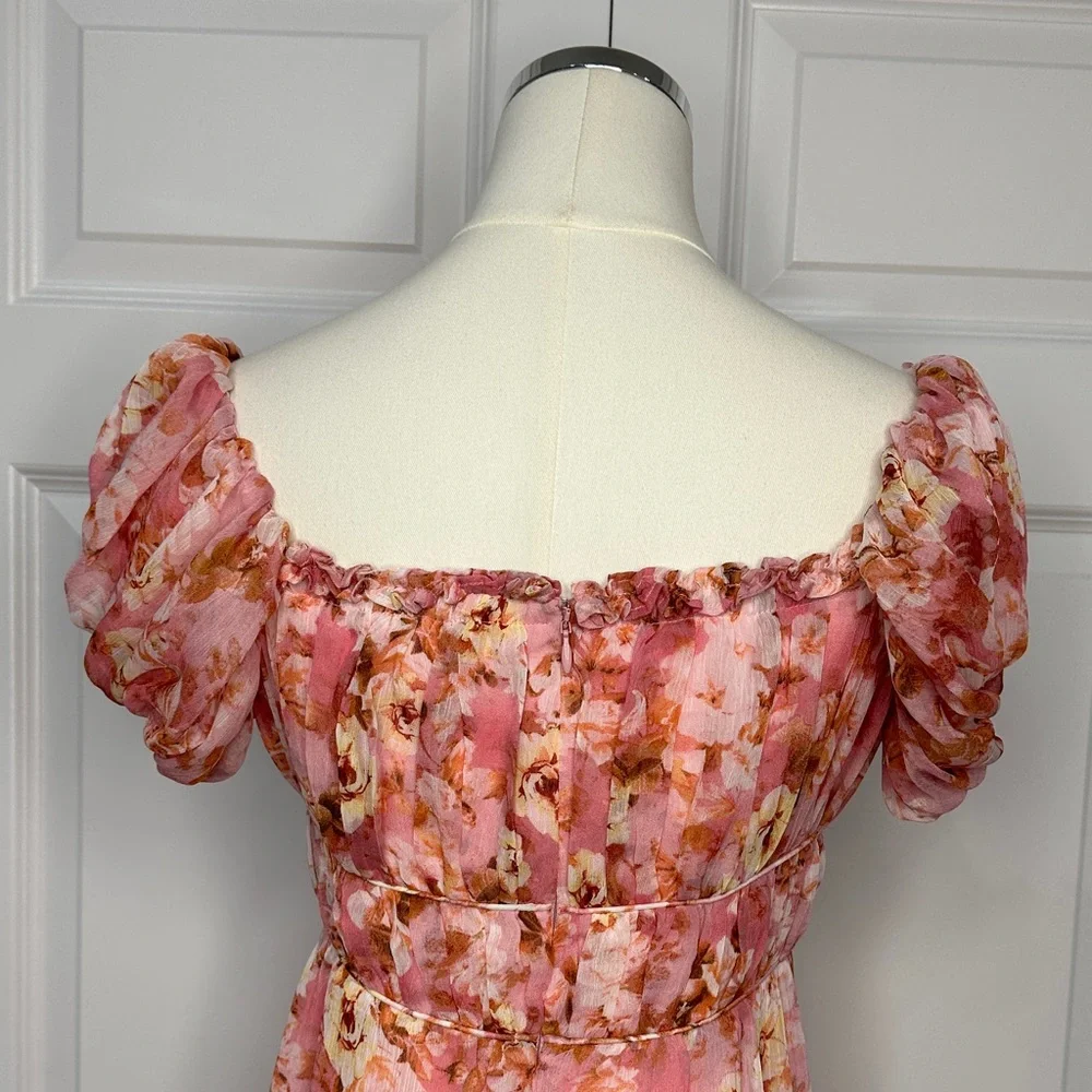 ASTR The Label Roseline Floral Pink Cottagecore Vacation Boho Maxi Dress Size S